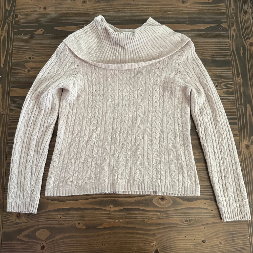 Women’s Charter Club Cable Knit Cowl Neck Sweater XL Beige Cozy Luxe - Picture 3 of 6